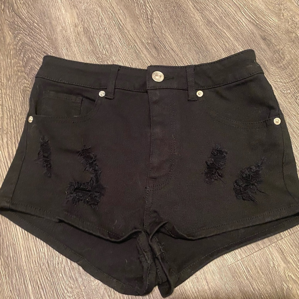 H&M Black Distressed Shorts